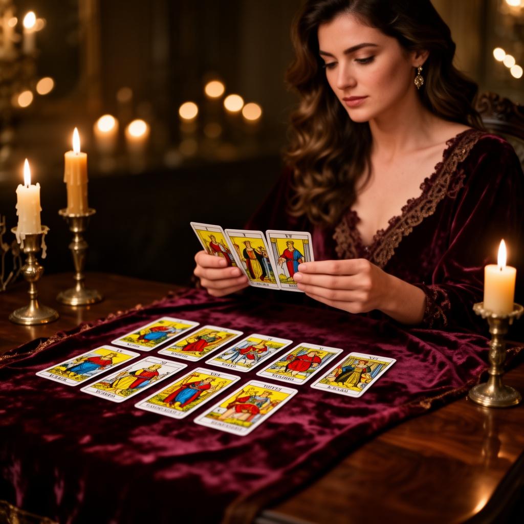 Véronique Lambis en consultation avec le Tarot de Marseille